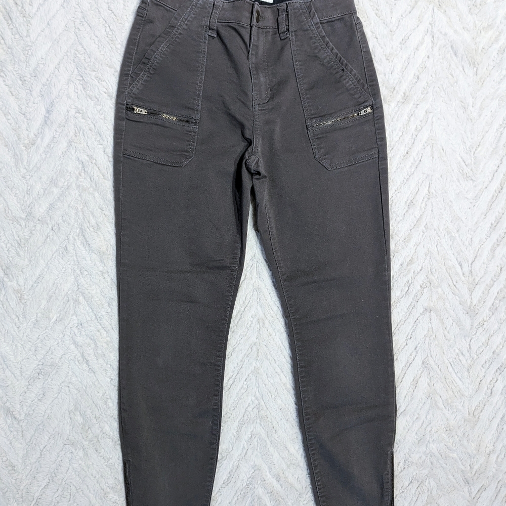 Brown Zipper Detail Pants